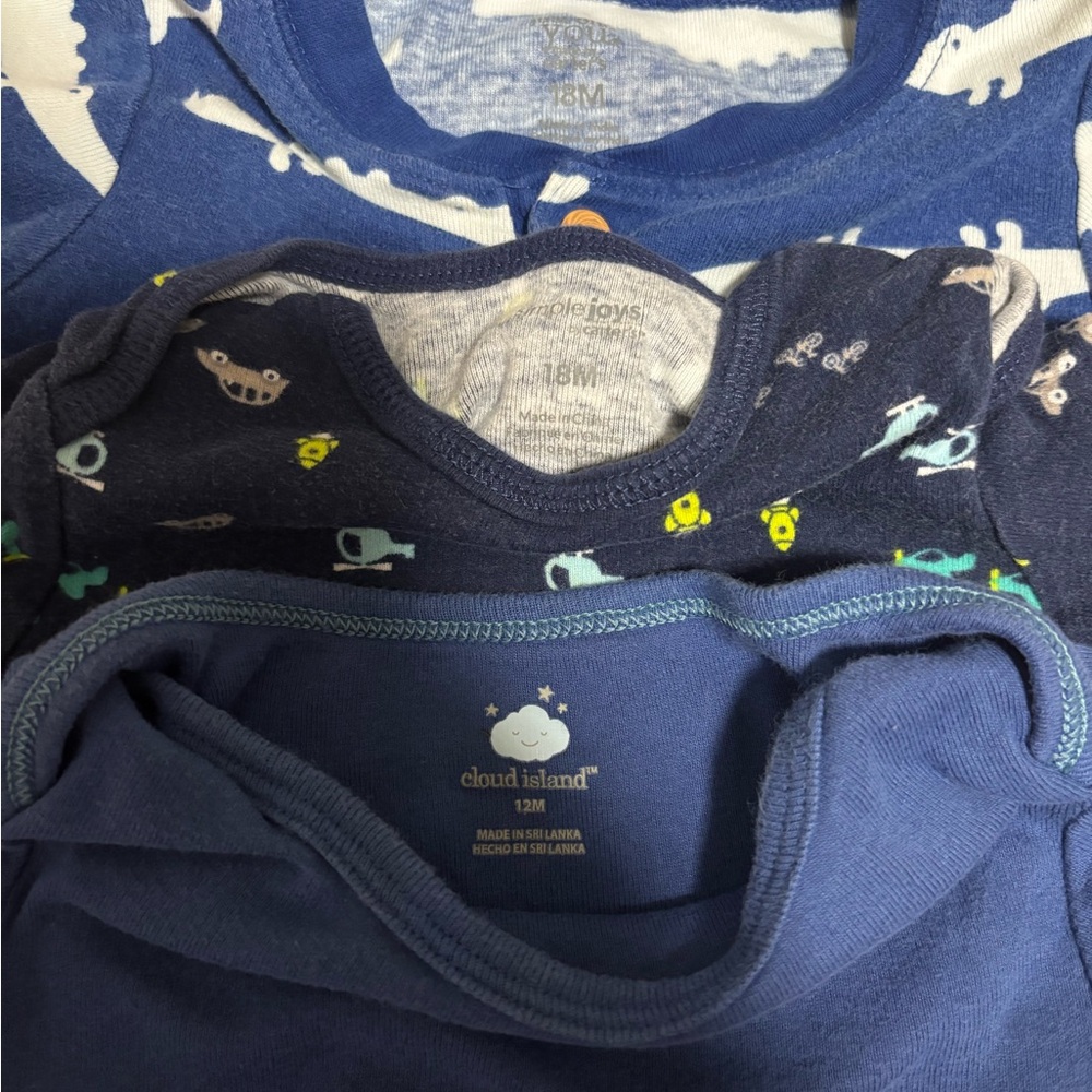 Navy Blue and Patterned Kids One Pieces - Picture 2 of 2